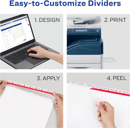 Avery Index Maker Clear Label Dividers, 8-Tab, White, 5 Sets