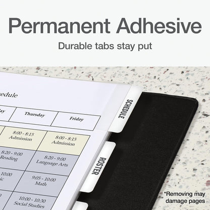 Redi-Tag Laser Printable Tabs, Permanent Index Tabs, Customizable Adhesive Labels, White, 2" x 0.875", 300 Per Pack (B39170)