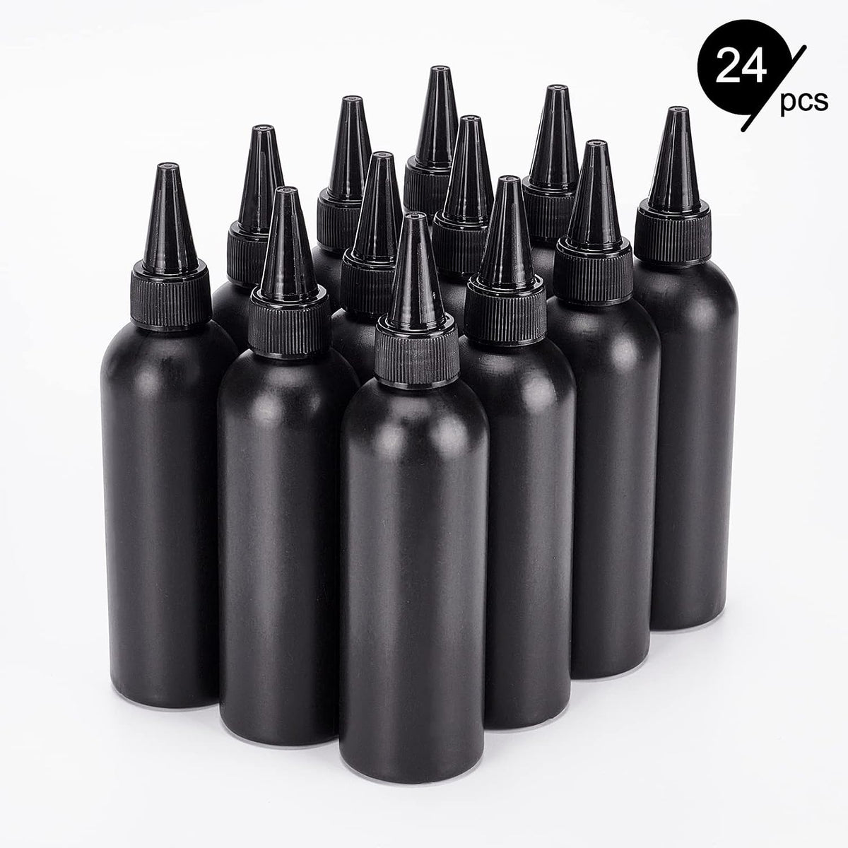 BENECREAT 16Pcs 120ml/4.06oz Black Plastic Squeeze Bottles, Squeeze Condiment Bottles with 2Pcs Funnels and 10Pcs Transfer Pipettes for Ink Tattoo Liquid Painting Glue