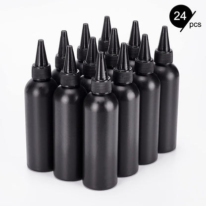 BENECREAT 16Pcs 120ml/4.06oz Black Plastic Squeeze Bottles, Squeeze Condiment Bottles with 2Pcs Funnels and 10Pcs Transfer Pipettes for Ink Tattoo Liquid Painting Glue