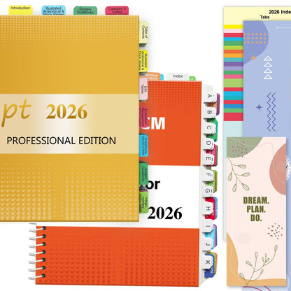 Index Tabs for CPT, AAPC Version ICD-10-CM & HCPCS Level II 2026, 3 Set Bundle, Complete Book Tabs Set (Book not Included), Color-Coded with Code Ranges, Laminated & Waterproof & Repositionable