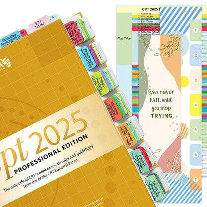 Improved Index Tabs for CPT 2026 Professional Edition, Color-Coded & Laminated CPT Tabs, 90 Printed Tabs with Blank Ones,Alignment Guide and Page Numbers Sheet Included, Tear-Resistant & Waterproof