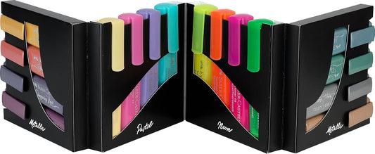 Faber-Castell Highlighter Desk Set - 16 Chisel Tip Markers, Assortment of Pastel, Neon, and Metallic Highlighter Marker Set - Bible and Note Taking Supplies, Gifts for Artists