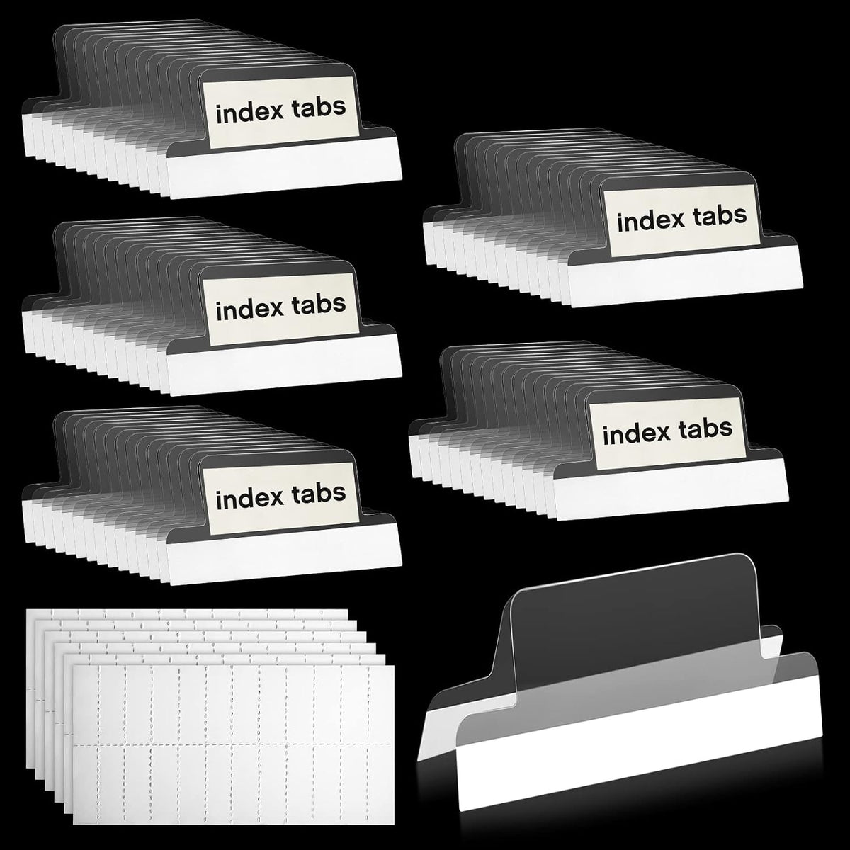 Gueevin 100 Pieces Self Adhesive Insertable Tab Dividers, 1 Inch Clear Tabs