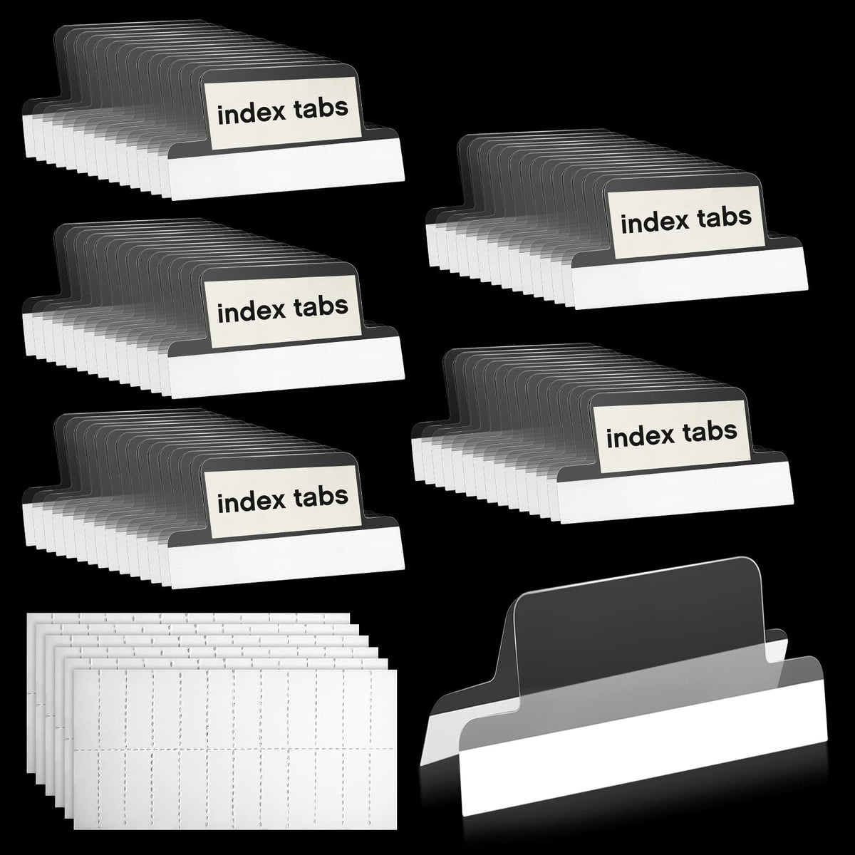 Gueevin 100 Pieces Self Adhesive Insertable Tab Dividers, 1 Inch Clear Tabs