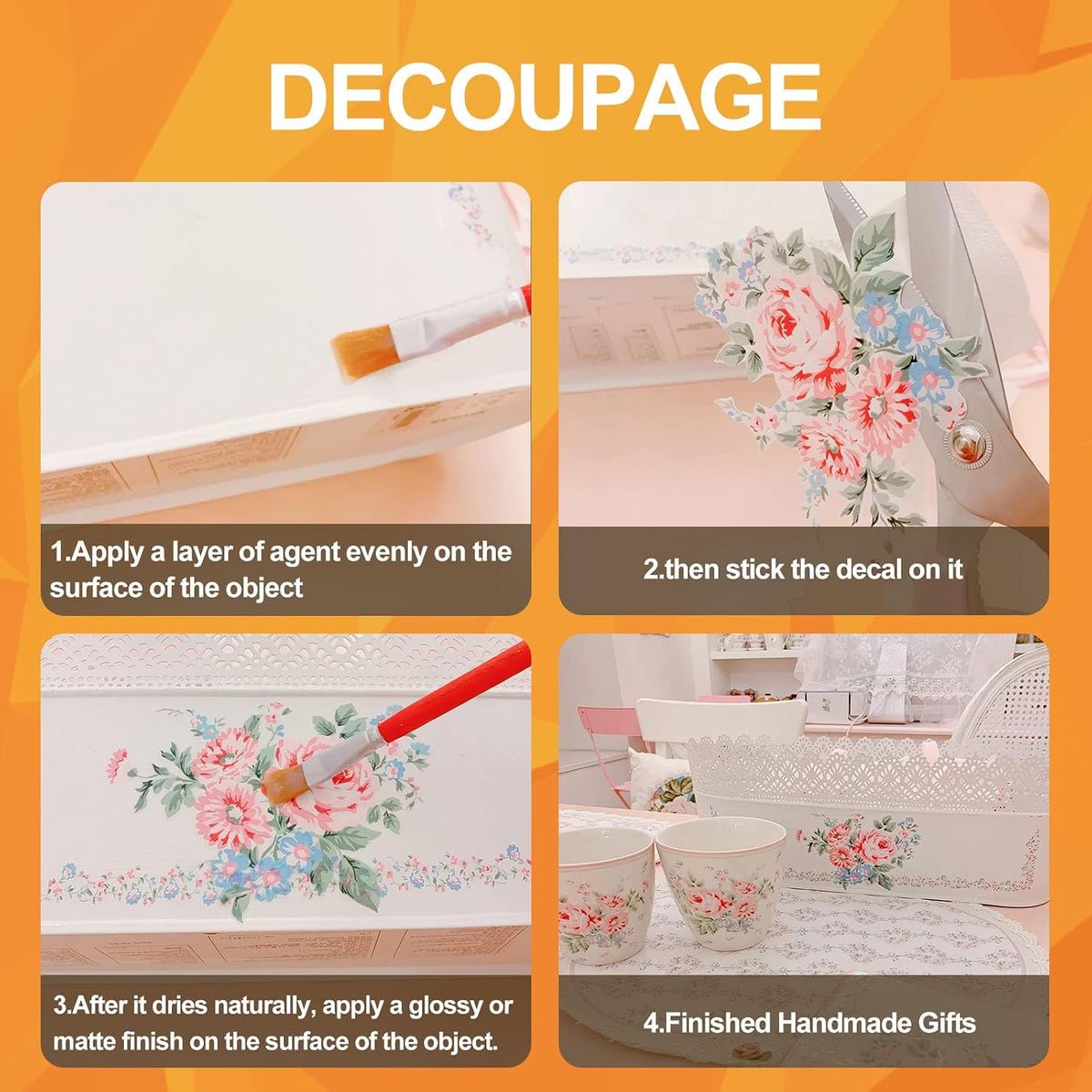 Sealer, Decoupage Glue & Matte Finish,All-in-One Clear Craft Glue, Perfect for Indoor and Outdoor DIY Crafts and Art Projects, with Quick Dry & Cure Time (Matte)