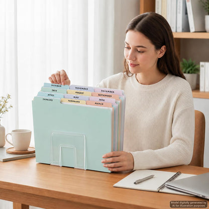 gisgfim 12 Top‑Tab Monthly File Guides, Jan‑Dec Dividers, Pastel