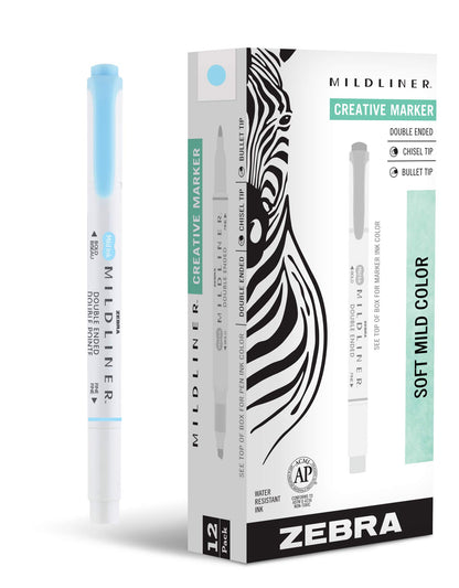 Zebra Pen MILDLINER No Bleed Highlighter, Lemon Yellow, Dual Tip, 12-Pack