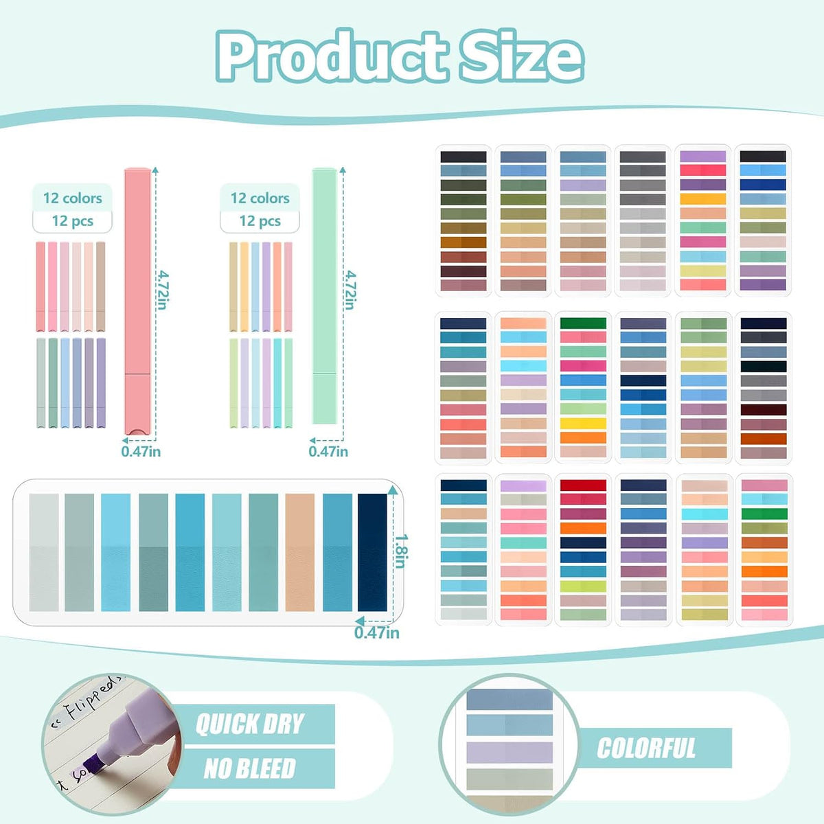 MotiMind Book Annotation Kit, Aesthetic School Supplies, Vibrant Color, 42