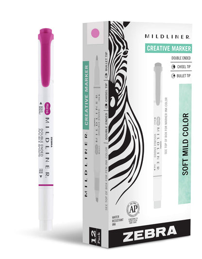 Zebra Pen MILDLINER No Bleed Highlighter, Lemon Yellow, Dual Tip, 12-Pack