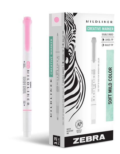 Zebra Pen MILDLINER No Bleed Highlighter, Lemon Yellow, Dual Tip, 12-Pack