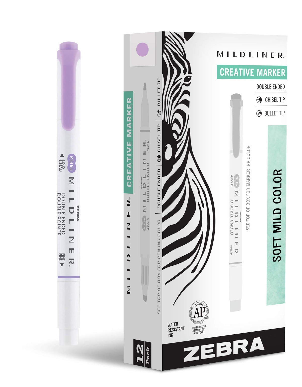 Zebra Pen MILDLINER No Bleed Highlighter, Lemon Yellow, Dual Tip, 12-Pack