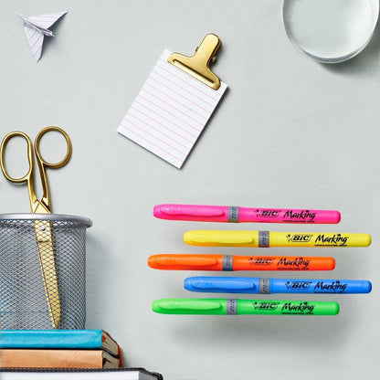 BIC Highlighter Collection Box, Assorted Intense and Pastel Colours, in Convenient Metal Gift Box, Pack of 15