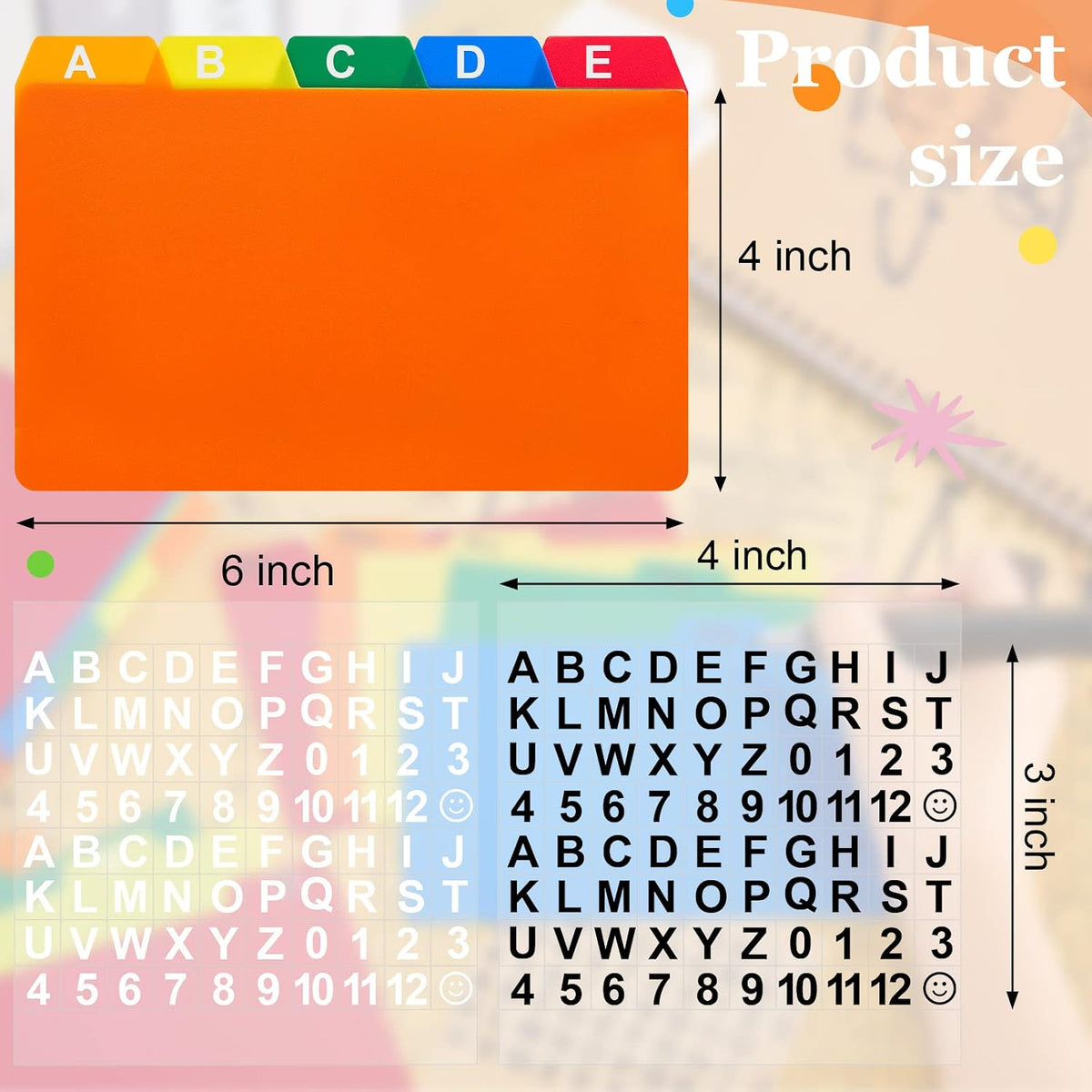Lewtemi 50 Pcs Index Card Dividers 4" x 6" with Cards Guides, Multicolor