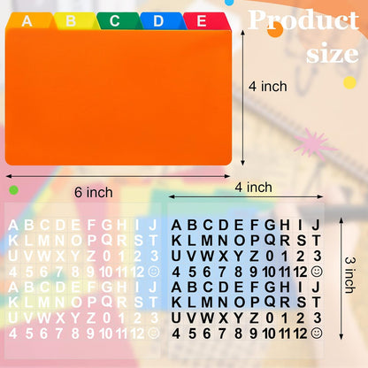 Lewtemi 50 Pcs Index Card Dividers 4" x 6" with Cards Guides, Multicolor