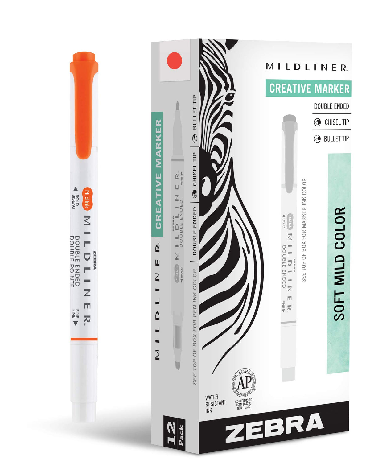 Zebra Pen MILDLINER No Bleed Highlighter, Lemon Yellow, Dual Tip, 12-Pack