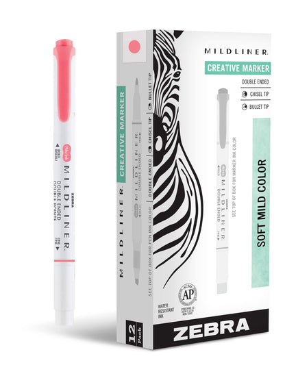 Zebra Pen MILDLINER No Bleed Highlighter, Lemon Yellow, Dual Tip, 12-Pack