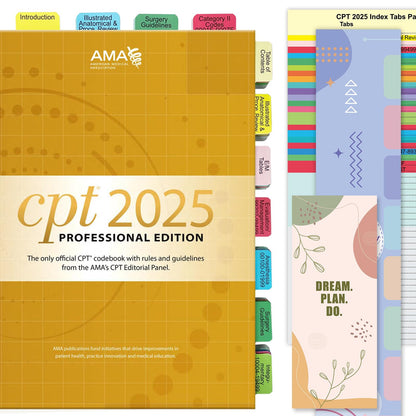 Index Tabs for CPT, AAPC Version ICD-10-CM & HCPCS Level II 2026, 3 Set Bundle, Complete Book Tabs Set (Book not Included), Color-Coded with Code Ranges, Laminated & Waterproof & Repositionable