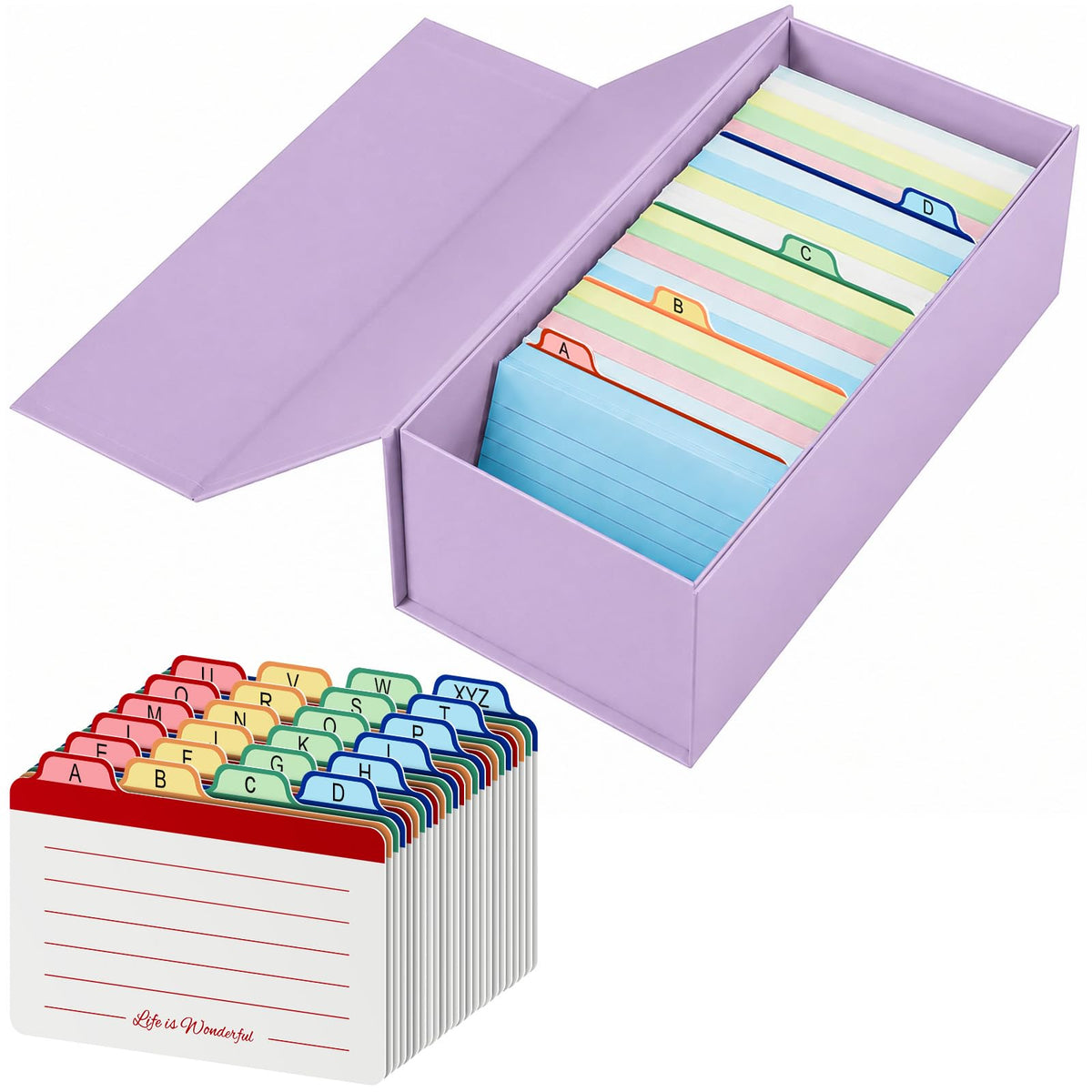 Uniclife 3x5 Index Card Holder with A-Z Tab Dividers, 1500 Card Capacity
