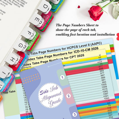 Index Tabs for CPT, AAPC Version ICD-10-CM & HCPCS Level II 2026, 3 Set Bundle, Complete Book Tabs Set (Book not Included), Color-Coded with Code Ranges, Laminated & Waterproof & Repositionable