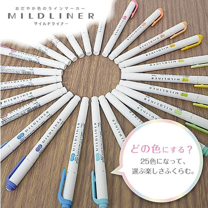 Zebra Mildliner WKT7-25C Highlighter, Set of 25 Colors