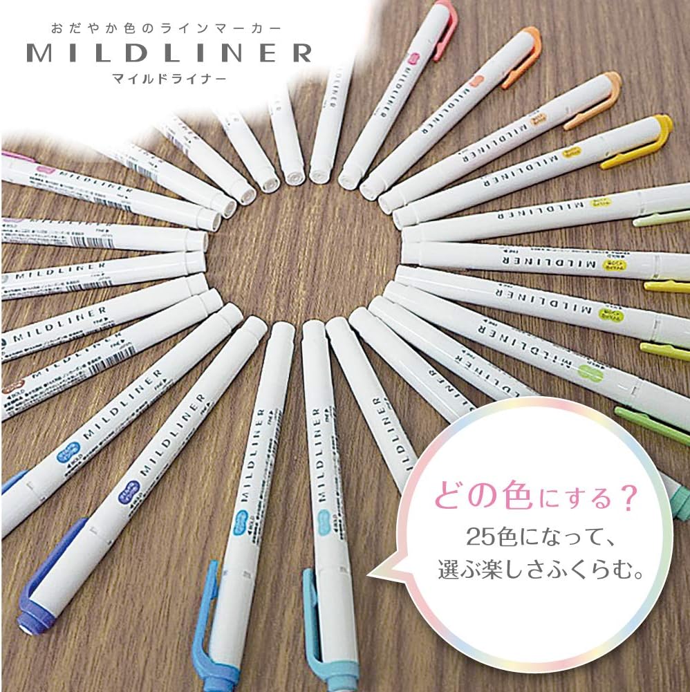 Zebra Mildliner WKT7-25C Highlighter, Set of 25 Colors