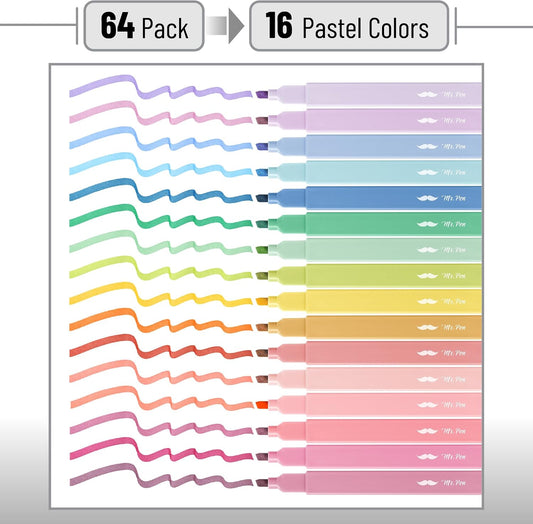 Mr. Pen- Aesthetic Highlighters No Bleed Bulk, 64 Pack, Pastel Color