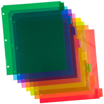 JAM PAPER Plastic Index 5-Tab Dividers - 9 3/4 x 11 1/2 - Assorted Multi-Color - 6 Packs of 5 Tabs/Set