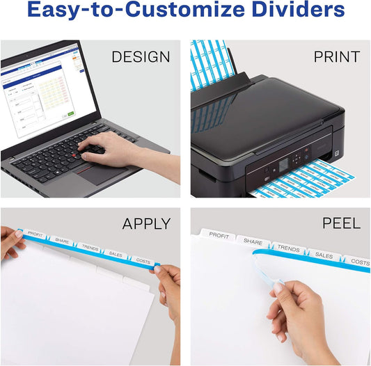 Avery Index Maker Clear Label Dividers, 5-Tab, White, 25 Sets