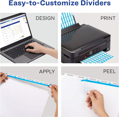 Avery Index Maker Clear Label Dividers, 5-Tab, White, 50 Sets