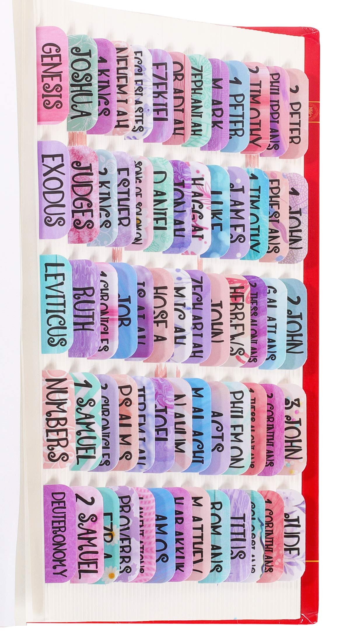 Colorful Floral Bible Tabs Laminated with Matte Film, Cute Bible tabs for Women and Girl, 90 Bible Index tabs in Total, 66 tabs for Old and new Testament, Additional 24 Blank tabs
