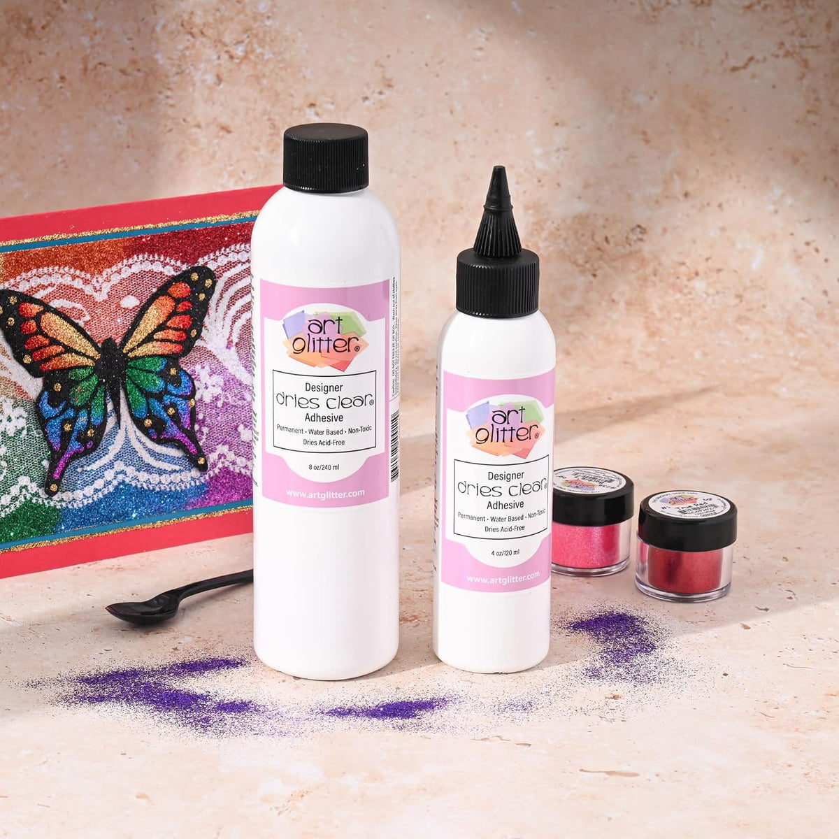 Art Institute Glitter Dries Clear Glue Kit, 8oz Refill & 4oz Bottle