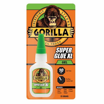 Gorilla Glue Super Glue Gel XL, Fast-Setting, Thicker Controlled No Run Formula, Anti-Clog Cap, Versatile Cyanoacrylate Glue, 25g, Clear (Pack of 2)