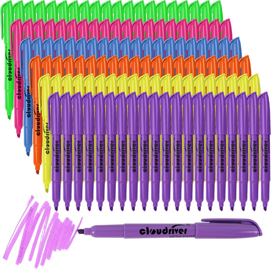 cloudriver Highlighters Bulk Pack Of 120, Assorted Color Highlighter, Chisel Tip, Quick Drying Ink, Highlighters Suitable For Home, School, Office And Shop