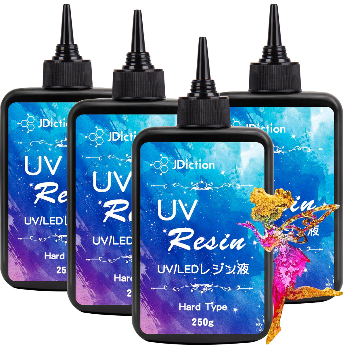 JDiction UV Resin, Upgrade 300g High Viscosity Hard UV Resin with Crystal Clear Resins Kit for Doming, Sealing, Coating, and Casting
