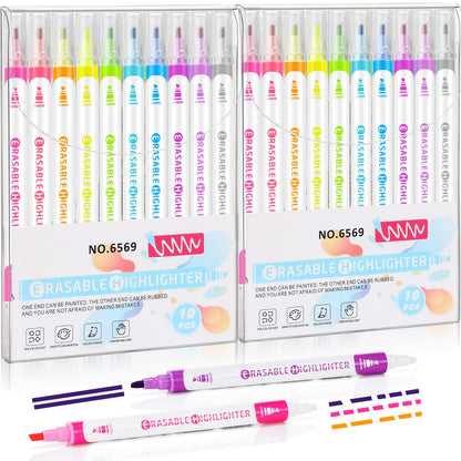 Zhehao 40 Pcs Erasable Highlighters Set, 10 Assorted Pastel Colors