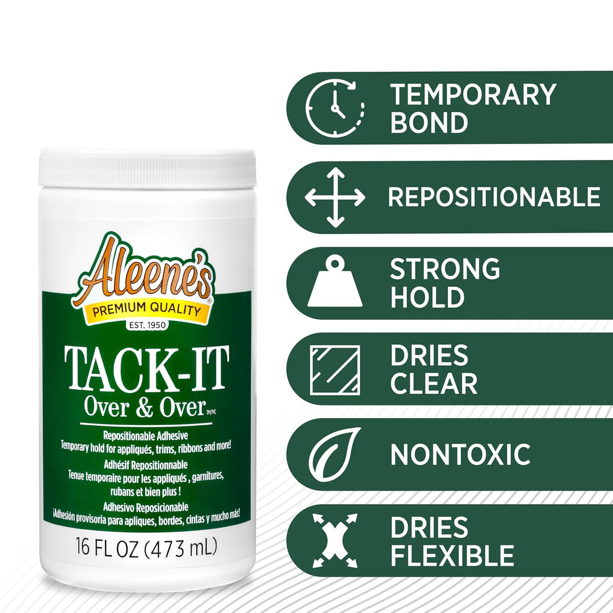 Aleene's Tack-It Over & Over Repositionable Adhesive 16 fl.oz.