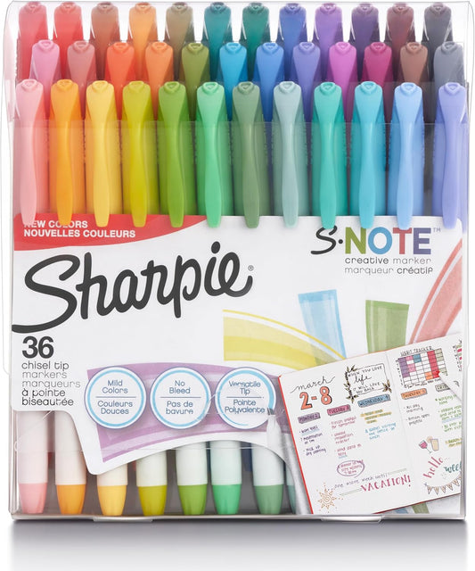 Sharpie S-Note Chisel Tip Pastel Markers & Highlighters, Assorted Colors Markers Set, Back to School Supplies & Teacher Essentials, Bulk 36 Pack
