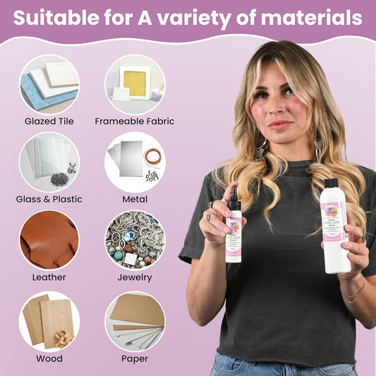 Art Institute Glitter Dries Clear Glue Kit, 8oz & 2oz with Metal Tip & Pin