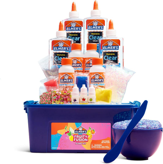 Elmer's Fruity Fusion Slime Kit, Includes Elmer's Clear Glue, Magical Liquid Slime Activator, Clay Color Pigments, Scents, Mixing Bowl, Spoon, 20 Piece Kit
