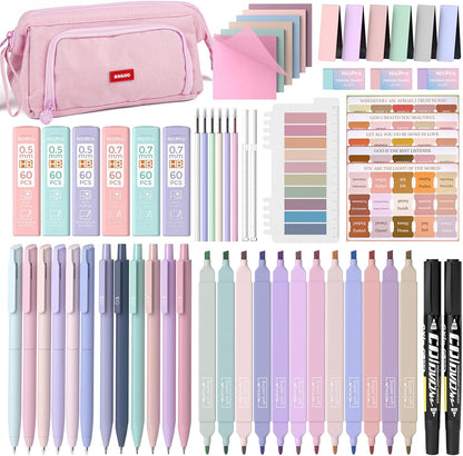 Nicpro 71PCS Aesthetic School Supplies with Pen Case, Bible Study Kit, Pink