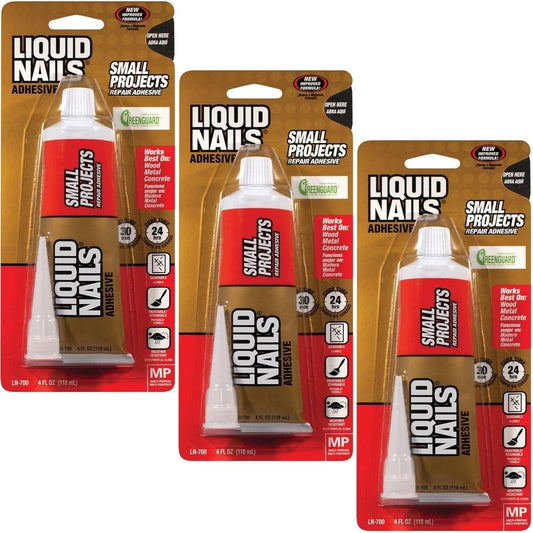 Liquid Nails LN-700 4-Ounce Small Projects and Repairs Adhesive (Pack of 3)