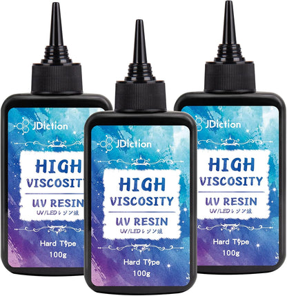 JDiction UV Resin, Upgrade 300g High Viscosity Hard UV Resin with Crystal Clear Resins Kit for Doming, Sealing, Coating, and Casting