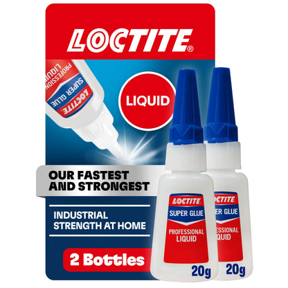 Loctite Super Glue Professional Liquid, Clear, 20g Bottle, 3 Pack