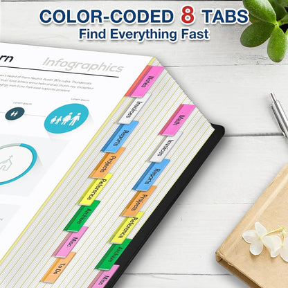 H4D 120 Pack Insertable Binder Dividers with 8 Tabs for 3-Ring Binder