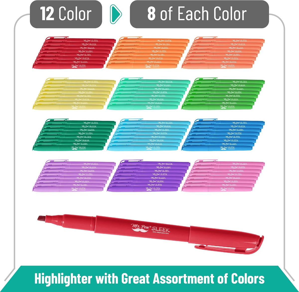 Mr. Pen- Pastel Highlighters, 96 Pack, Assorted Colors, Fast Dry