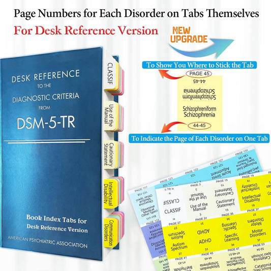 Index Tabs for DSM-5-TR Desk Reference, 85 Printed DSM-V-TR Tabs, 90 Tabs in Total, with Alignment Guide & Disorders Description Sheet for The Diagnostic and Statistical Manual of Mental Disorders