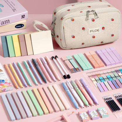 62PCS Aesthetic School Supplies Cute Back to School Supplies Stationary Set