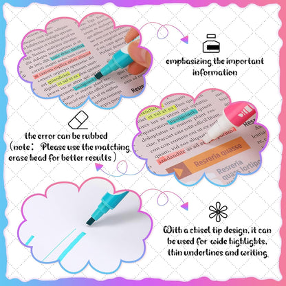 Zhehao 40 Pcs Erasable Highlighters Set, 10 Assorted Pastel Colors