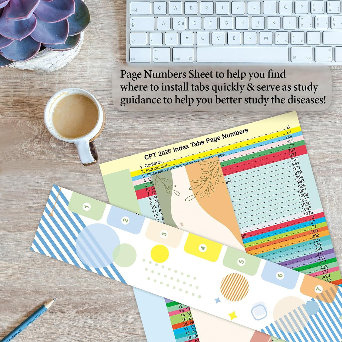 Improved Index Tabs for CPT 2026 Professional Edition, Color-Coded & Laminated CPT Tabs, 90 Printed Tabs with Blank Ones,Alignment Guide and Page Numbers Sheet Included, Tear-Resistant & Waterproof